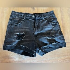 Black denim shorts